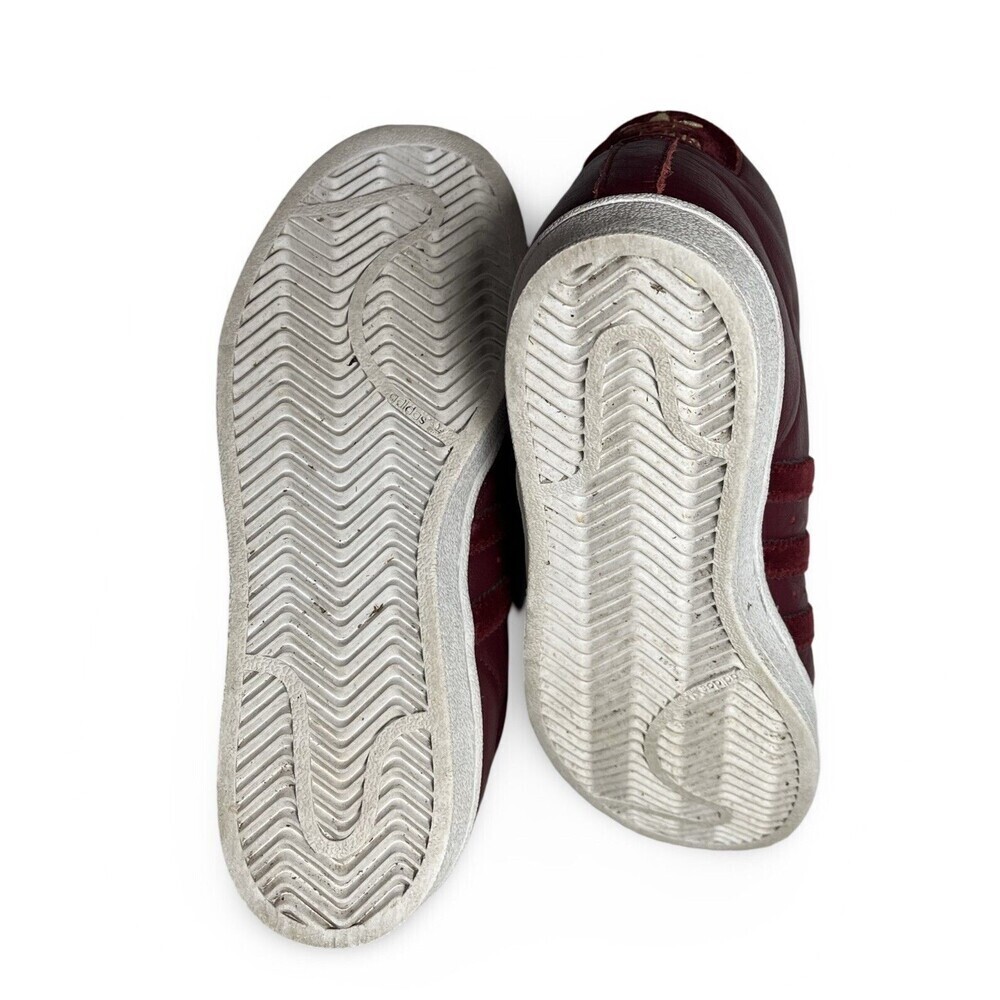 Youth Size 4 Burgundy High Top Adidas Superstar Suede - Picture 9 of 10